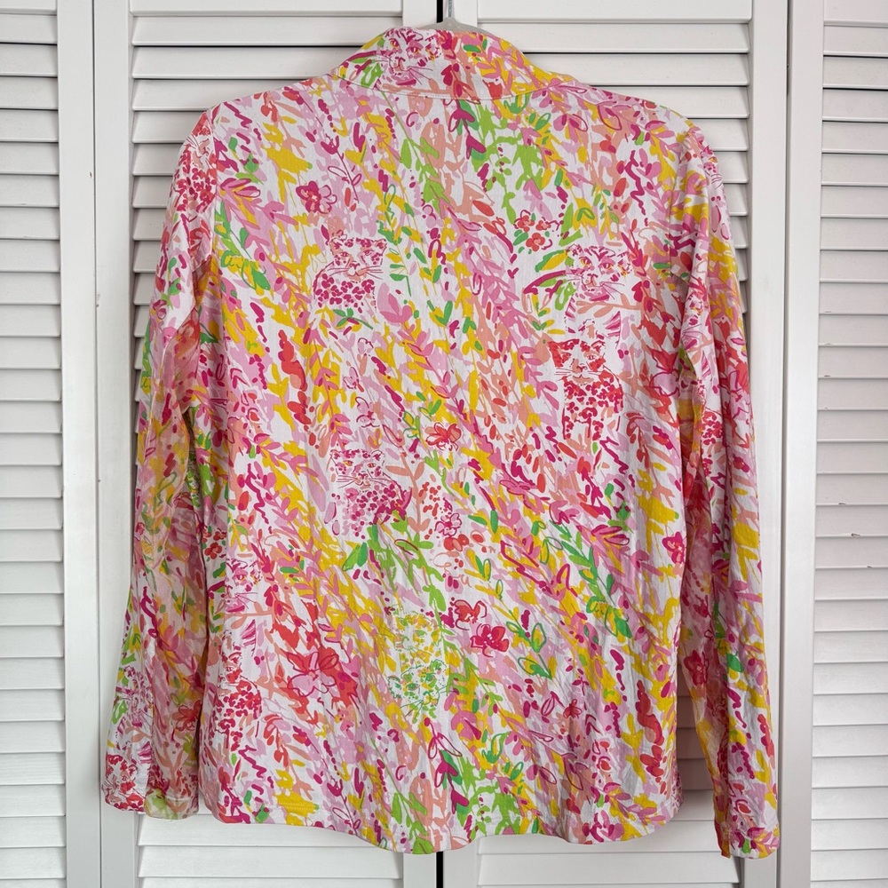IBKUL Mock Neck Zip Long Sleeve Shirt Cat Cay Pink Golf Tennis Pickleball Large - Picture 4 of 5